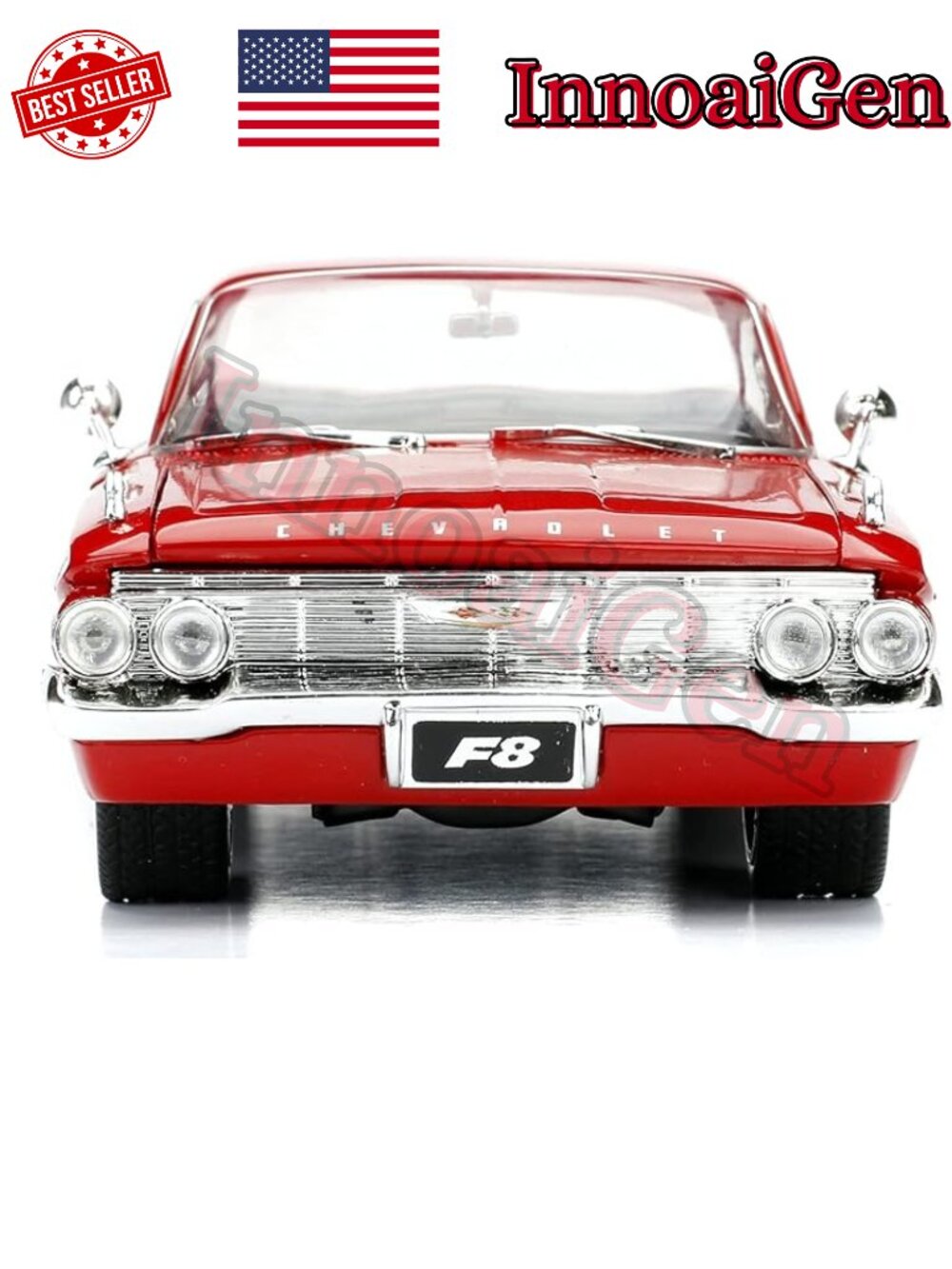 Jada Fast & Furious Dom's 1961 Chevy Impala Red 1:24 Die-Cast Vehicle Model F8